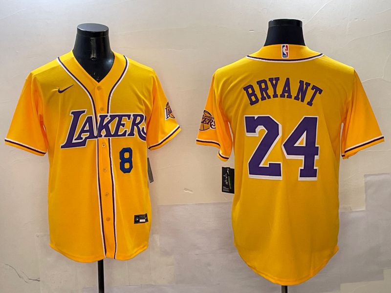 Men Los Angeles Lakers #24 Bryant Yellow Joint Name Nike 2025 NBA Jersey style 10->->NBA Jersey